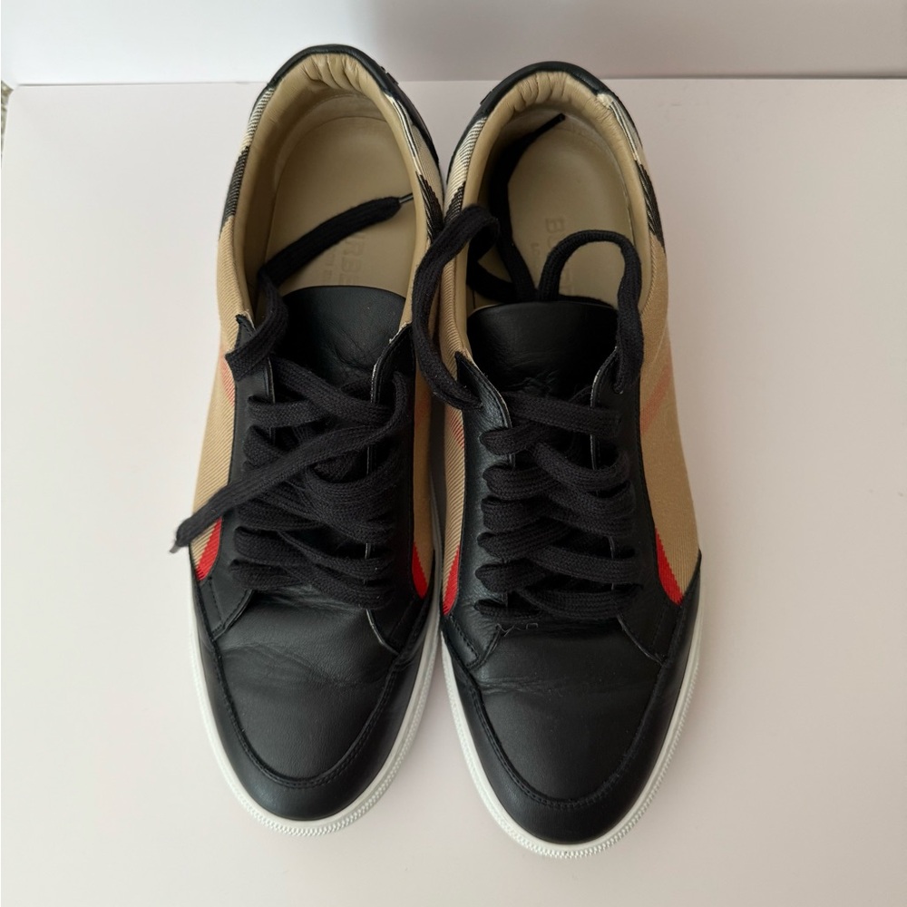 Burberry Women’s Salmond Check Leather Low-Top Sneakers-Size 9 - Picture 4 of 5